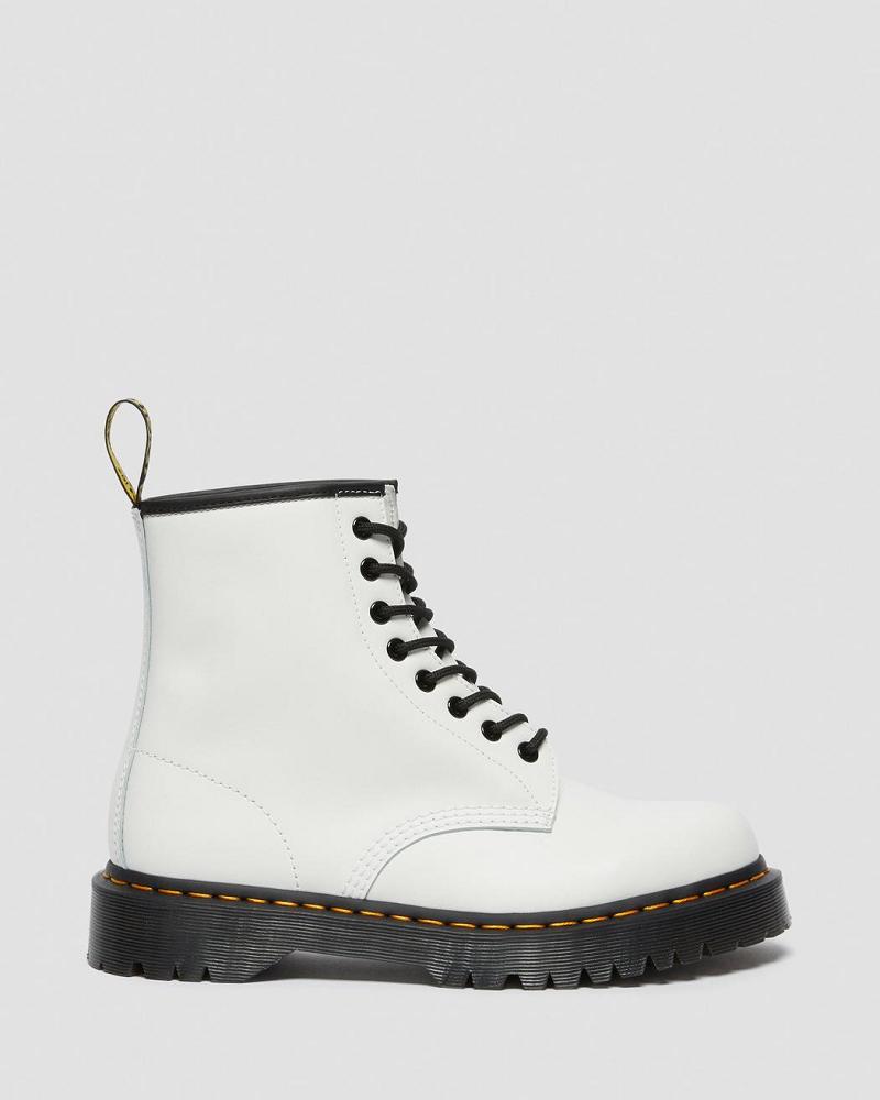 White Men's Dr Martens 1460 Bex Smooth Leather Platform Boots | CA 551ILH